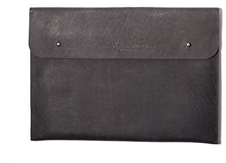 HOLZRICHTER Berlin Laptop 13“ Sleeve - Premium Hülle aus Leder – Ledertasche für Notebook Apple MacBook 13 Air Retina – schwarz