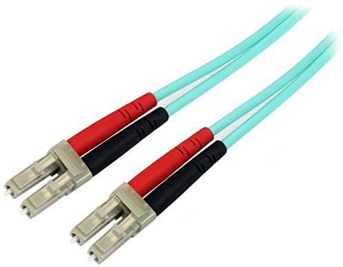 StarTech 1m/3ft OM4 Multimode Fibre Cable, LC to LC, Optic (450FBLCLC1) | Low insertion loss, 125, LSZH, Jumper Cord, OM4 laser-optimized aqua fibre, 100Gbps, UPC polished ends, Aramid fibre, Tested
