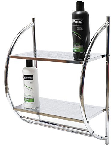 Pilot Imports New 2 TIER MODERN CHROME WALL MOUNTED BATHROOM SHELF UNIT TOWEL RAIL (WALL MOUNTED SHELF)