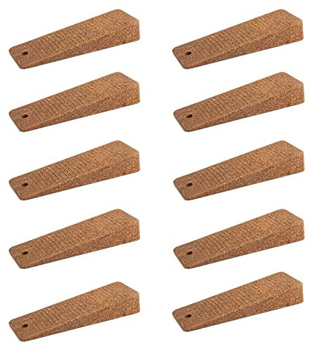 10 x sossai® Türkeil | TSK95 | Türstopper (10 Stk.) aus Hartgummi | Farbe: Kork