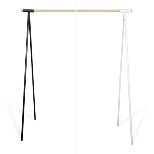 Natural Goods Berlin Kleiderständer GARD Design Garderobe freistehend | Metall Kleiderstangenhalterung für 30mm Rundstab | Massiv Holz stabil | DIY (100cm Kleiderstange EICHE, Weiß)
