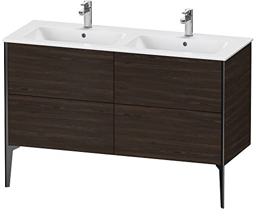Duravit XViu 4485 Waschtischunterbau stehend, 4 Auszüge, für Doppelwaschtisch ME by Starck 233613, 1280x480 mm, Farbe (Front/Korpus): schwarz matt/nussbaum gebürstet - XV44850B269