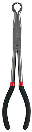 QWORK® Pinza a becco lungo, Pinza A Becco Curvo, con punta ad anello, Per Candele Di Accensione, 280 mm