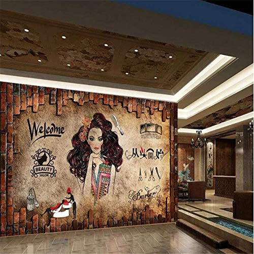 Tapete Fotoposter Riesen 3D Tapeten Wandbilder Nostalgie Vintage Make-up Beauty Salon Friseur Hintergrund Barbershop Tapete Tapete 3d wandbild tapeten vintage Moderne Hintergrundbild-300cm×210cm