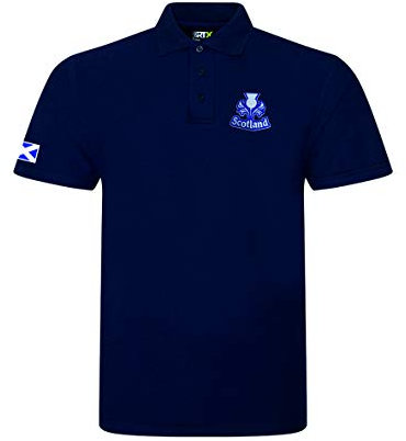 Super Lemon Poloshirt für Erwachsene, Schottland, Rugby, exklusives Retro, Vintage, für Herren und Damen, Unisex, Weiß, ideal für jeden schottischen Rugby-Fan, erhältlich bis 7XL Gr. L, blau