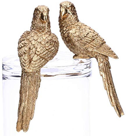 Shophaus24 Deko Papageien Figuren Gold, Kantensitzer. Höhe 20,5 cm. 2 Modelle, 2 Stück