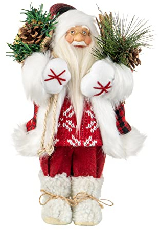 Nataland Babbo Natale con Vestito in Stoffa 30 Cm Decorato a Mano e Perfetto Come Decorazione Natalizia, Come Regalo e da Collezione