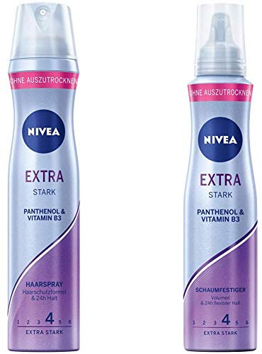 NIVEA Extra Stark Haarspray (250 ml) + Extra Stark Schaumfestiger (150 ml)