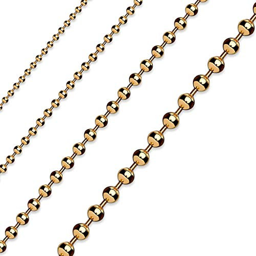 Paula & Fritz® Edelstahl Hals-Kette Damen Rose 410-mm Lang 2-mm Breit ca 6-Gramm Herren-Kette Hals-Schmuck Kugelkette Frauen-Ketten Männer-Ketten