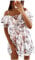 PcLeam Damen Kleid V-Neck 3/17-Ärmeln Casual Mit Rüschen Tüllrock Party Dress A-line Lässige Tuniken Kleider(Weiß,M)