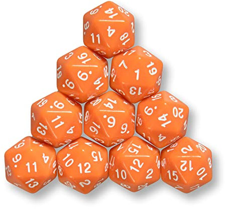 10x polyedrische W20 Würfel für Rollen- und Tabletopspiele (orange)
