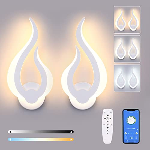 Lightess 2PCS Smart LED Wandleuchte Dimmbar mit Fernbedienung 2.4G Dimmbare Wandlampe Innen 2700K-6500K Wandlicht Up Down Beleuchtung für Kinderzimmer Wohnzimmer Schlafzimmer Flur Treppenhaus usw