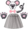 Sintege 6 Stück Maus Kostüm Set Maus Ohren Stirnband Maus Nase Fliege Schwanz Tutu Rock Handschuhe Tier Kostüm Zubehör für Kinder Erwachsene Halloween Party Welttag des Buches Cosplay Accessoires