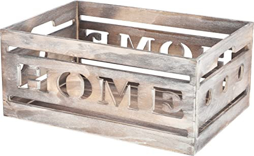 KOTARBAU® Holzkiste mit dekorativen Aussparungen und Griff Perfekt für die Innenraumgestaltung M Schrift