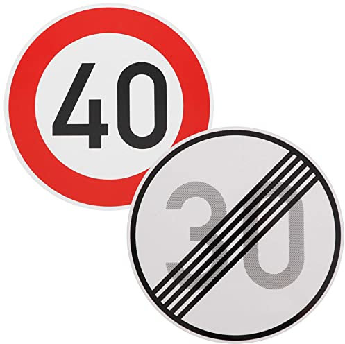 Original 2 x Verkehrsschild Nr. 274-40 40 km/h und 278-30 Ende 30 km/h Verkehrszeichen Temposchild Schild Geburtstagsschild zum 40 Geburtstag Geschenk