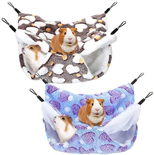 Dacvgog 2 Pieces Guinea Pig Rat Hammock Guinea Pig Ferret Hammock Toys Bed for Small Animals Small