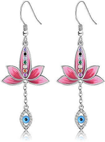 Lotus Silber Chakra Lotus Ohrringe Böses Auge Weihnachtsschmuck