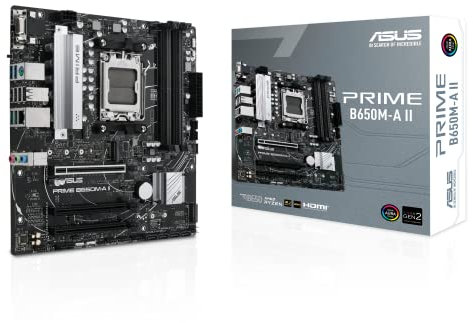 ASUS PRIME B650M-A II Gaming Mainboard Sockel AMD AM5 (Ryzen, mATX, DDR5 Speicher, PCIe 5.0, 2.5GB Ethernet, DisplayPort, HDMI, VGA, USB 3.2, BIOS Flashback, Aura Sync)