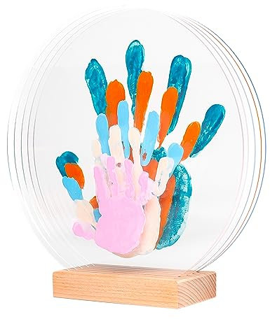 LouYou Huellas de Felicidad – Kit de huellas de manos para familia de 5 colores pastel – Regalo para bebé niña o niño – Día de la madre o del padre – Caja de recuerdo – Made in France