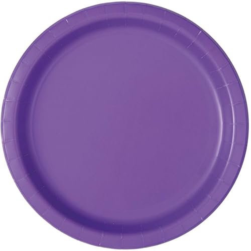Unique- Platos de Papel Ecológicos-23 cm Morado Neón-8 Unidades (Paquete de 1), Color neon purple (47025EU)