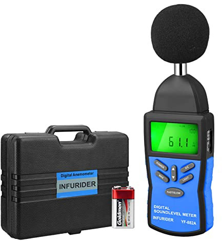 INFURIDER Digital Schallpegelmessgerät,30-130dB(A/C) Handheld Sound Level Meter Dezibelmeter Schallpegelmessgerät mit Max DataHold Hintergrundbeleuchtung und schneller/langsamer Modus