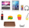 simarro Puppenhaus Lernzubehör Set, 10 Stück 1:12 Maßstab Miniatur Simulation Lebensmittel Metall Laptop Handy und Tablet Mini Gläser Hamburger Cola Pommes Getränke Tablett