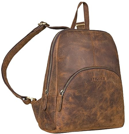 STILORD Josephine Lederrucksack Damen Klein Echt-Leder mit vielen Fächern ideal als Daypack Cityrucksack Tagesrucksack Stadtrucksack und Rucksack Rauleder