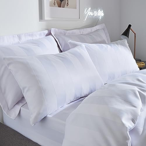 Playboy Kissenbezug, weich, Satin, gestreift, Weiß, 1 Paar