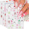 Christmas Nail Stickers, 9 Sheets Self-Adhesive Nail Decal Cartoon Gnome Santa Claus Nail Art Decoration Design Supplies