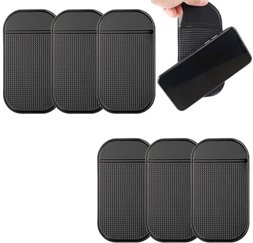 6 Stück Auto Armaturenbrett Anti Rutsch Matten, Selbstklebende Auto Armaturenbrett Haftmatte, Waschbare Silikon-Fixiermatte für Autodekorationen, Schlüssel, Handys Verwendet, Sonnenbrille