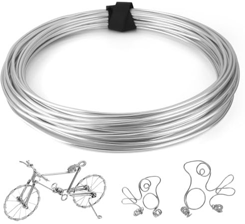 GUOYIHUA Basteldraht 3mm, 15m/49.21 Fuß Aluminiumdraht zum Basteln Schmuckdraht, Silber Blumendraht Für DIY-Basteleien, Modellskelettbau und Heimdekoration (Silber)