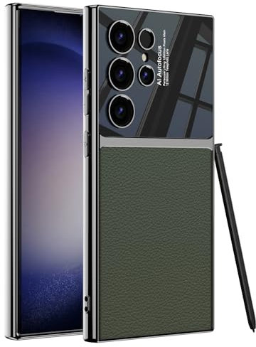 COQUE Custodia Samsung Galaxy S24 Ultra, custodia morbida in pelle elettrolitica stile da gentiluomo per Samsung Galaxy S24 Ultra-Verde