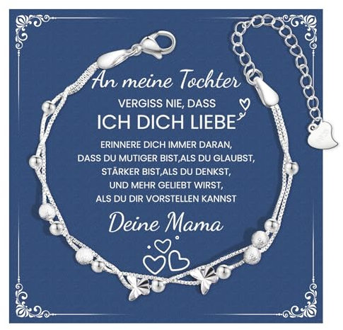 CheersLife Tochter Armband,Armband Silber Damen Schmetterling Doppelkette Armbänder,Geschenk für Tochter Armband Das Geburtstagsgeschenk Für Töchter Mädchen Tochter Weihnachten Kreative Geschenke