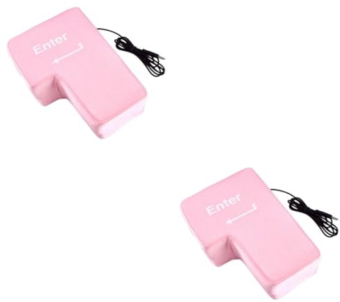 FRCOLOR 2pcs Big Enter Key Travel Toys Stuffed Animals Desk Pillow for Arms Creative Nap Pillow Men Desktop Gadgets Lapton Computer Lap Desk Man Decompressor Pink Cloth Laptop