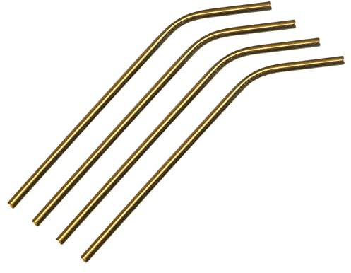 sourcing map Reusable Metal Straws 4Pcs, Stainless Steel Bent Drinking Straw 10.5 Long Suitable for Milk Shake Beverage Juice - Gold