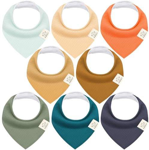 KeaBabies 8er-Pack Dreieckstuch Baby für Mädchen, Jungen - Bio-Baumwolle Baby Lätzchen für Zahnen, Weiche, Saugfähige Halstuch Baby für Neugeborene, Waschbare Bandana Sabberlätzchen Baby (Eclipse)