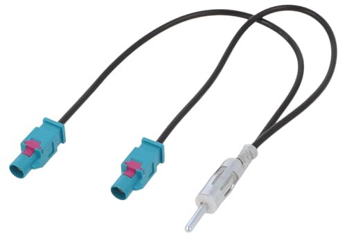 Sound-way Adaptateur d'antenne pour autoradio AM/FM/Dab Connecteur Y Double 2 Fakra Z vers DIN mâle/Femelle Universel Compatible avec BMW, Mercedes, Volkswagen, Dacia, Peugeot, Citroen Mini Cooper