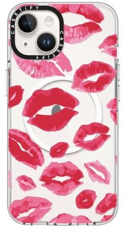 CASETiFY Clear iPhone 14 Case [Not Yellowing / 6.6ft Drop Protection/Compatible with Magsafe] - Lipstick Kisses - Clear