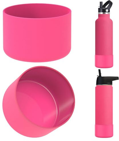 Linkidea Wasserflaschen-Schutzhülle, kompatibel mit Hydro Flask Wide Mouth Flex Cap/Strohdeckel/Chug Cap 32oz/40oz, Silikon-Flaschenbodenschutz, Flaschenstoßstange (2 Stück) (Rosa)