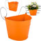 alles-meine.de GmbH Hänge - Topf/Blumentopf/Hängetopf Farbwahl Ø 22 cm - Metall - orange - HALB RUND - Hängend/mit Haken & Halterung - Aufhängen - groß - mit Henkel - E..