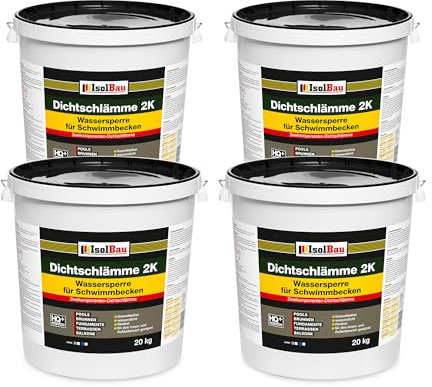 Isolbau Dichtschlämme 2K - 80 kg Lösemittelfrei Wassersperre zur Abdichtung von Schwimmbecken, Pool, Brunnen, Balkon, Terrasse