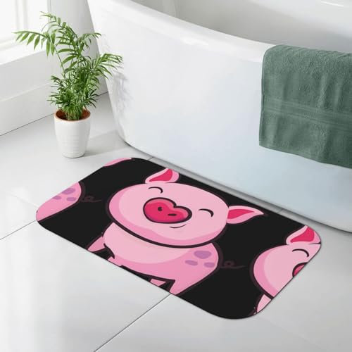 UPIKIT Smile Pink Pig saugfähige rutschfeste Kieselgur Bodenmatte 50 x 80 cm für Badezimmer Küche Waschtisch
