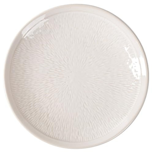 Assiettes plates Assiette à Steak ronde en porcelaine blanche à relief Simple, assiette de nourriture occidentale de Restaurant hôtel assiette de collation familiale Plateau à dîner(B)