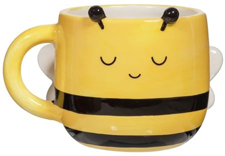 Sass & Belle Bee Mug - Cute Yellow Tea Cup with Bee Design, Fun Drinking Cup Gift, Coffee or Tea Lovers, 350ml Kitchen Accessory