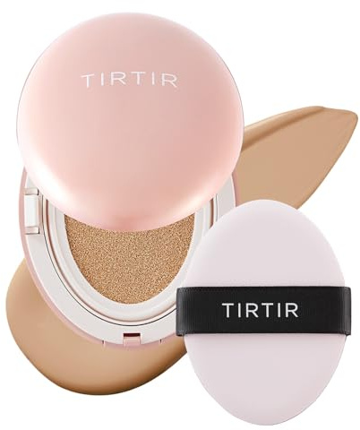 TIRTIR Mask Fit All Cover Pink Cushion Foundation | Hohe Deckkraft, Samtig-Mattes Finish, Leicht, Makelloses Ergebnis, Neutralisiert Rötungen, Koreanisches Cushion-Make-up (0,63 Fl Oz), 25N Mocha