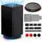 iulrtba RGB Vertical Stand for Xbox Series X with Dust Cover Filter Kits, LED Light Stand with Rubber Dust Filter Plugs, 4 Thump Grip Caps for Xbox Controller, RGB Light Modes, Extra 2.0 USB Ports
