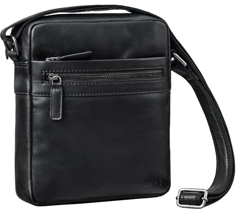 STILORD 'Oli' Umhängetasche Herren Leder Mittel-Groß - Leder-Tasche Herren Echtleder - Messenger-Bag mit vielen Fächern - Männer Schultertasche für Tablet 10 Zoll, Farbe:schwarz