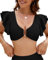 Jolefille Push Up Bikini Tops for Women U-Wired Padding Support Crop Tops Swimsuit Ruffle Sleeves Bathing Suits Top Only, Black Bikini Top, Medium
