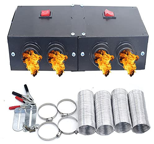 HALOYWB Car Battery Powered Heater,Portable Electric 12 Volt Camping Heaters for UTV and Truck Cab Seat Kit,Auto Vehicle Dash Heater,Windshield Window Defogger Defroster,12V 500W 4 Holes