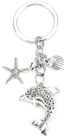 OBEISN Edelstahl Schlüsselanhänger Mit Delfin, Seestern Und Muschel, Moderner, Minimalistischer Stil Für Frauen, Geschenke Für Freundin, Schwester Oder Freundin, Ideal Als Geburtstagsgeschenk